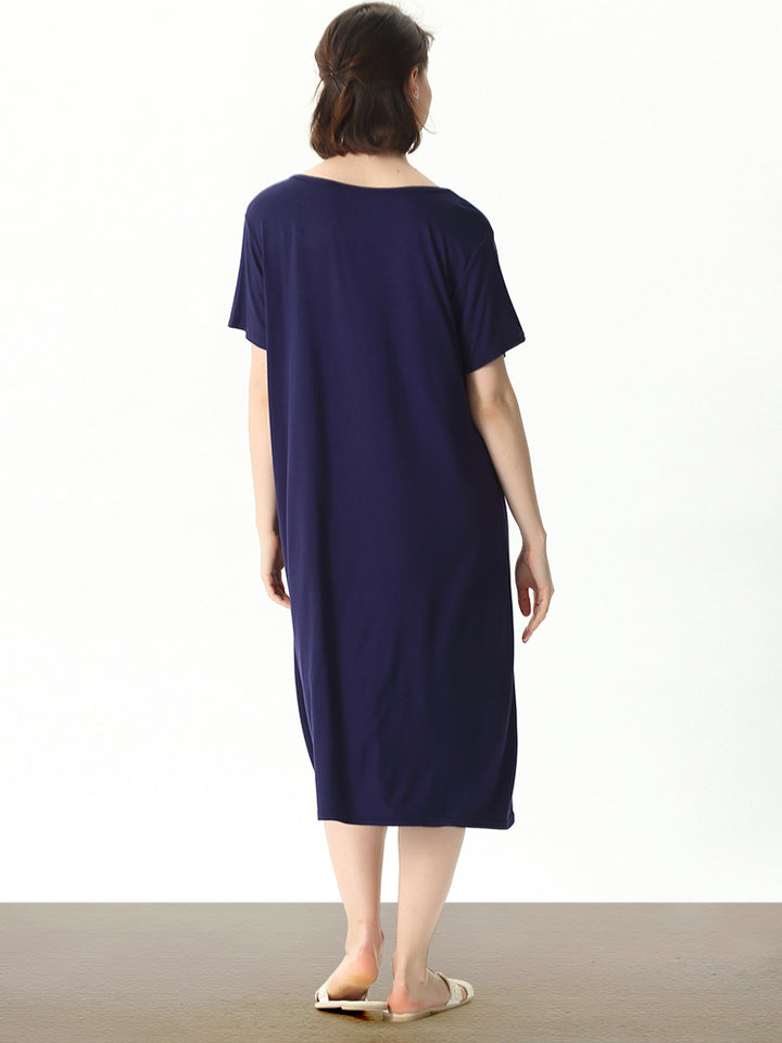 Plus Size Casual Nightgown Midi Loungewear Sleepwear
