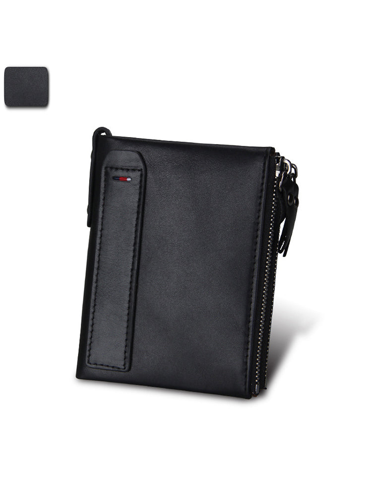 Zipper RFID Card Holders Anti-theft Zip Coin Pocket Bifold Wallets