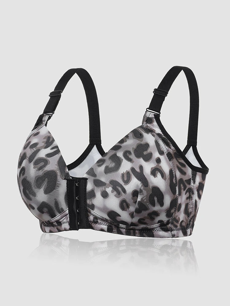 Leopard Front Closure Wireless Smooth Soft Breathable Bras