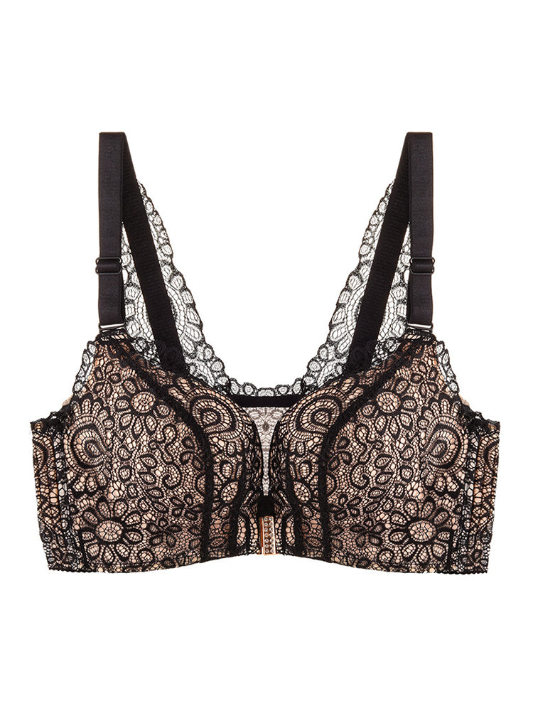 Sexy Lace Front Close Wireless Demi cup bras