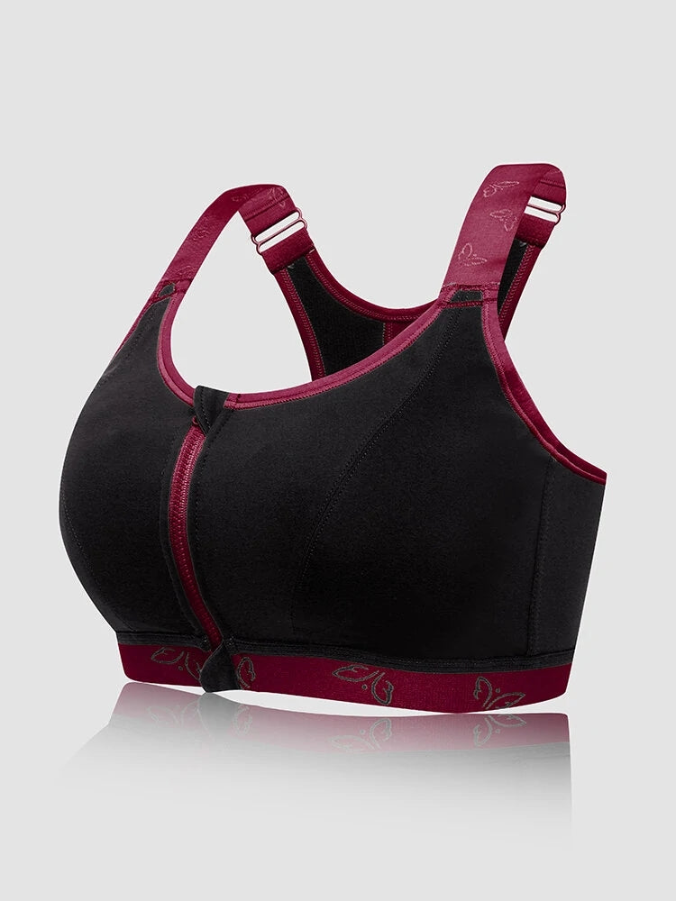 Women's Front Zipper Wireless Criss Cross Back Bras