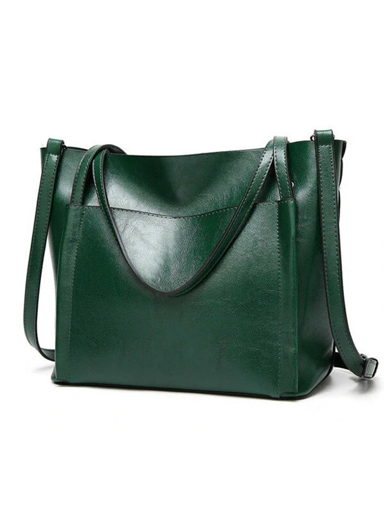 Women Vintage Leather Handbags Retro Shoulder Bag Tote Bag
