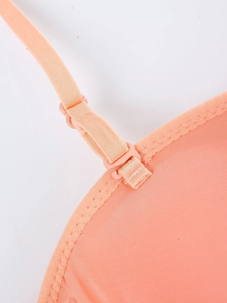 Women Lace Push Up Wireless Strapless Bra