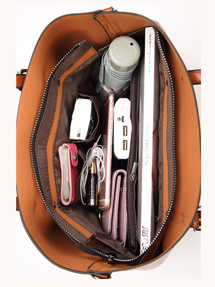 Vintage PU Leather Handbags Shoulder Satchel Bags with Purse Organizer