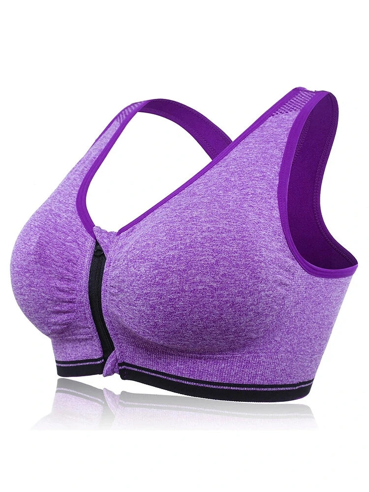Front Zipper Full Cup Fitness Breathable Sweaty Yoga Bras