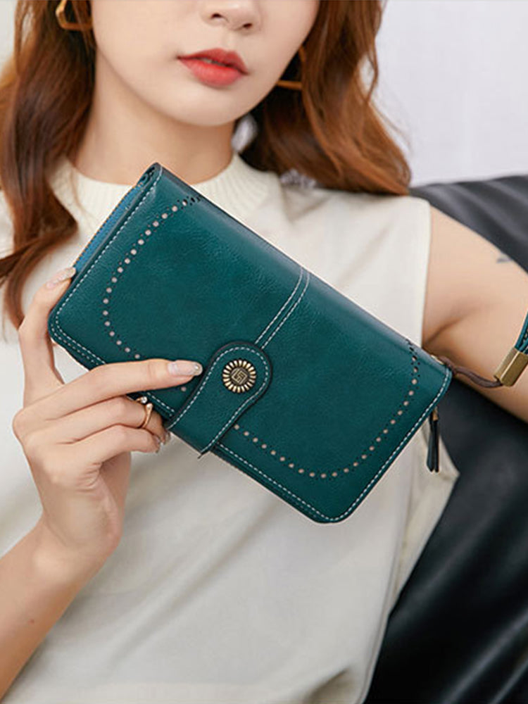 Women's PU Leather RFID Flap Wallet Clutch Organizer