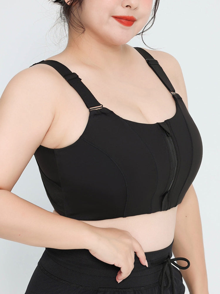 Women's Front Zipper Sports High Impact Racerback Bra