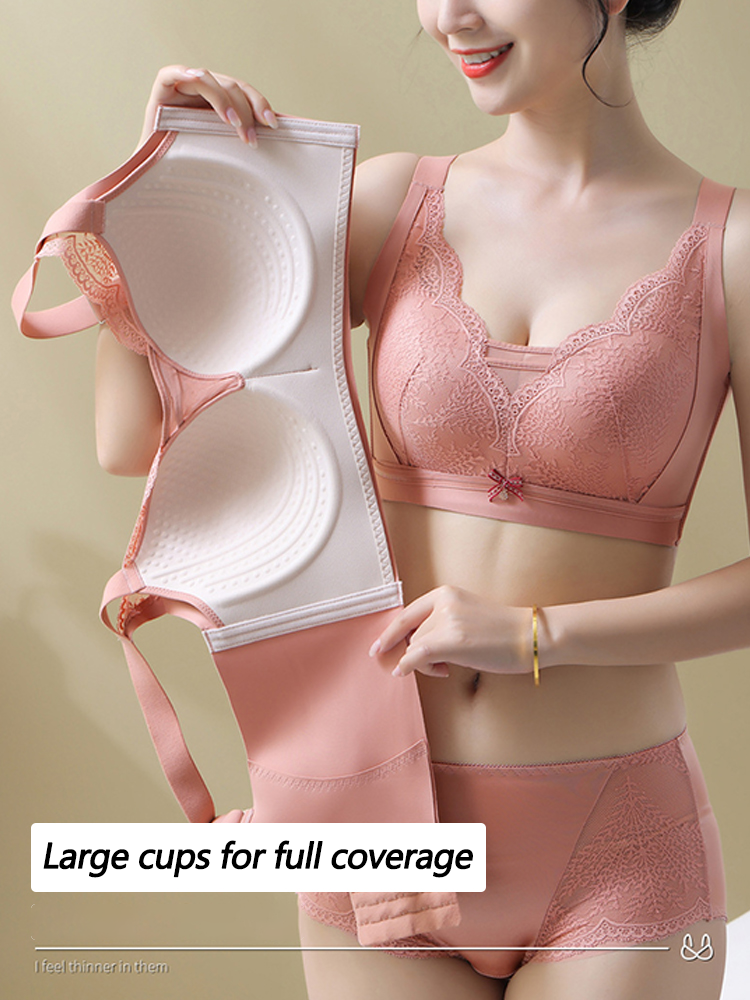 Women's Wire Free Beauty Lace Full Coverage Minimizer Bras