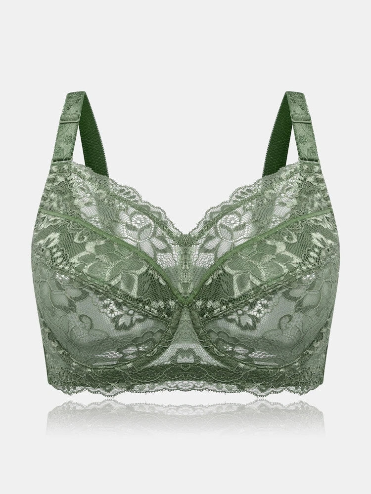 Lace Jacquard Underwire See Through Non Padded Bra