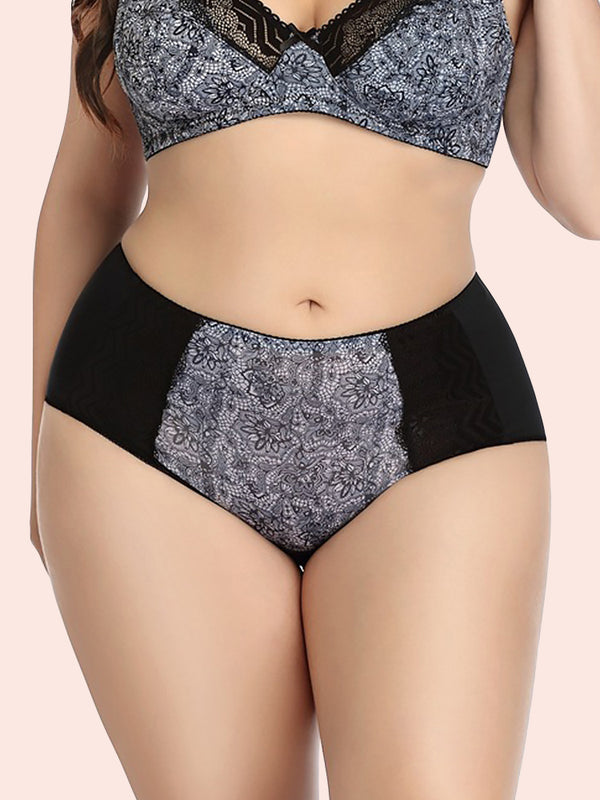 3-Pack Plus Size Breathable Lace Floral Cotton Panties