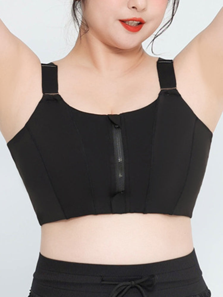Women's Front Zipper Sports High Impact Racerback Bra