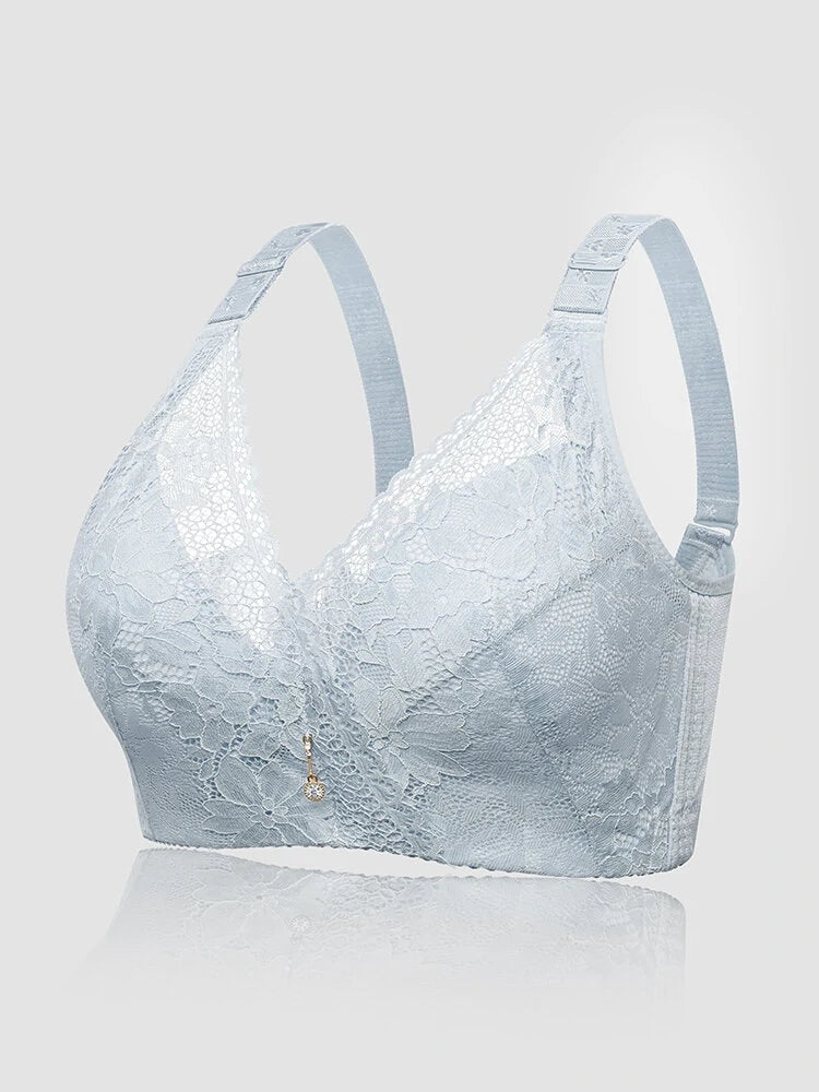 Floral Lace Trim Wireless Breathable Full Cup Soft Bras