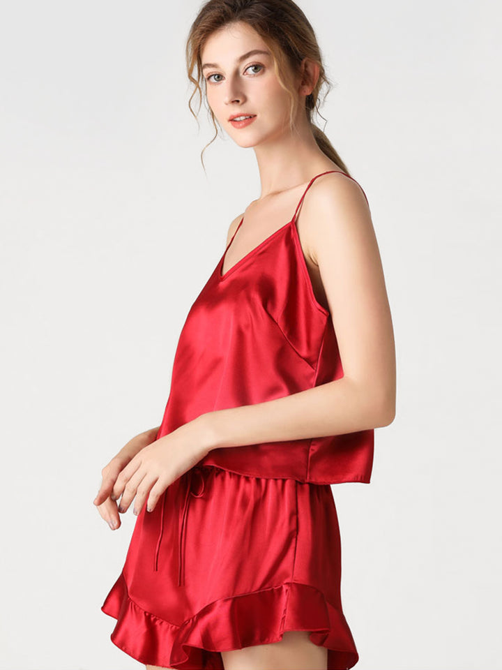 Women's V-Neck Satin Sleep Camisole Sexy Pajama Sets