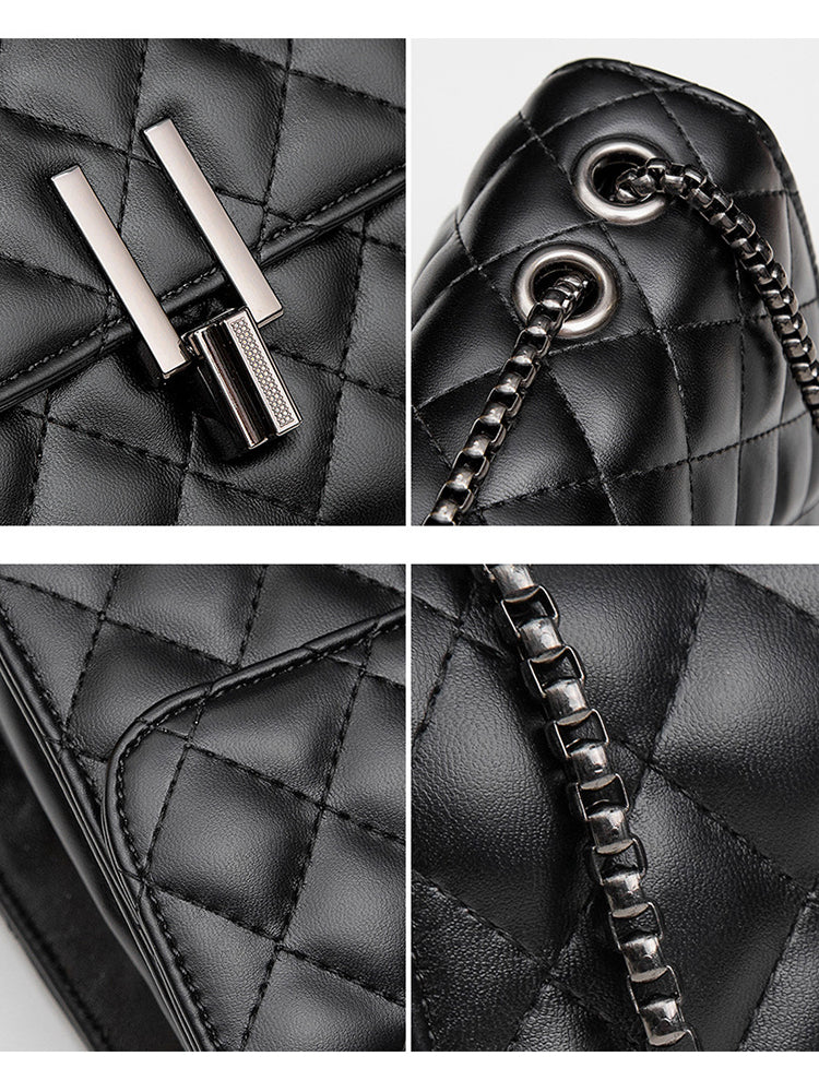 Women's Diamond Pattern PU Chain Straps Shoulder Bags