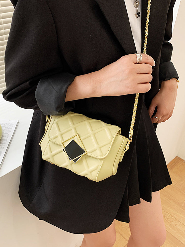 Fashion Diamond Pattern Chain Shoulder Strap Crossbody Bag