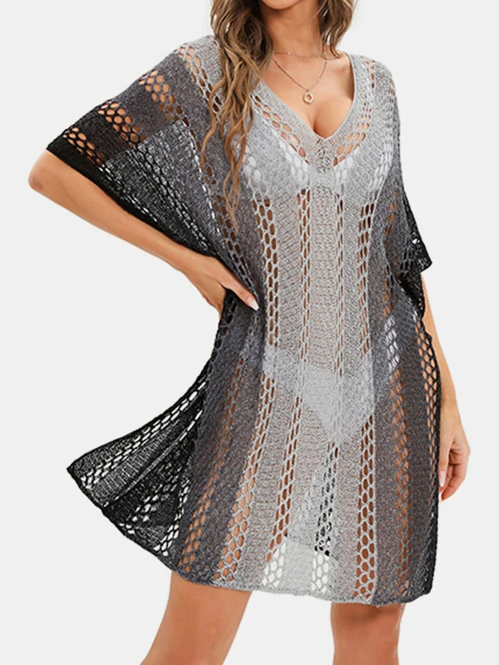 Ombre Contrast Cutout Bikini Beach Swimwear Cover Ups