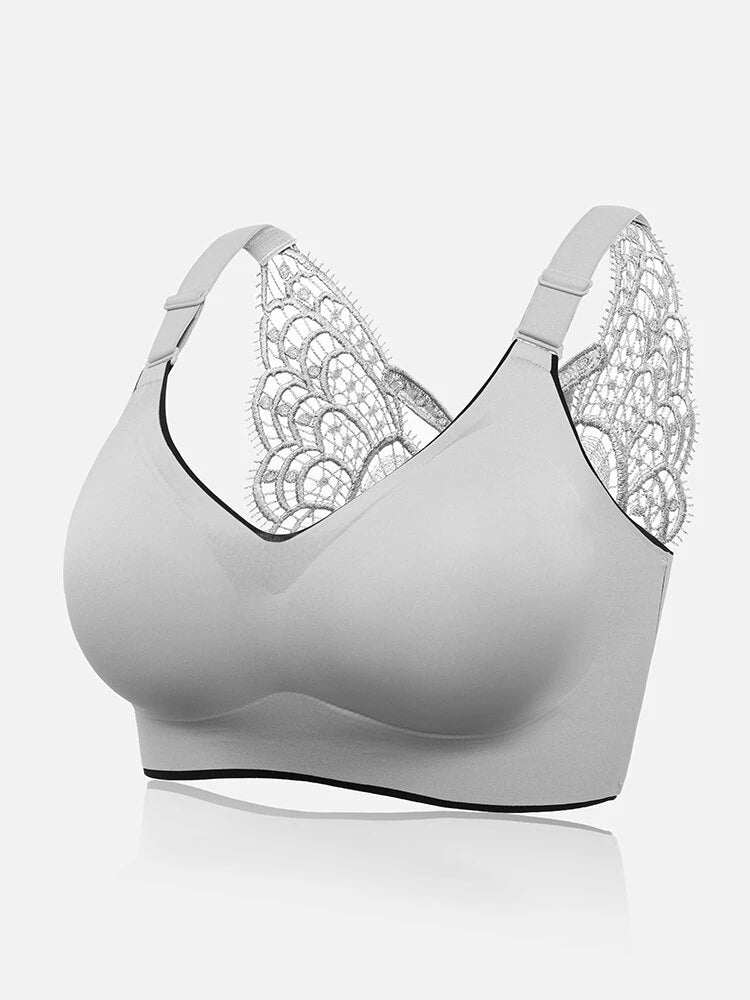 Wireless Butterfly Back Pattern Solid Seamless Bra