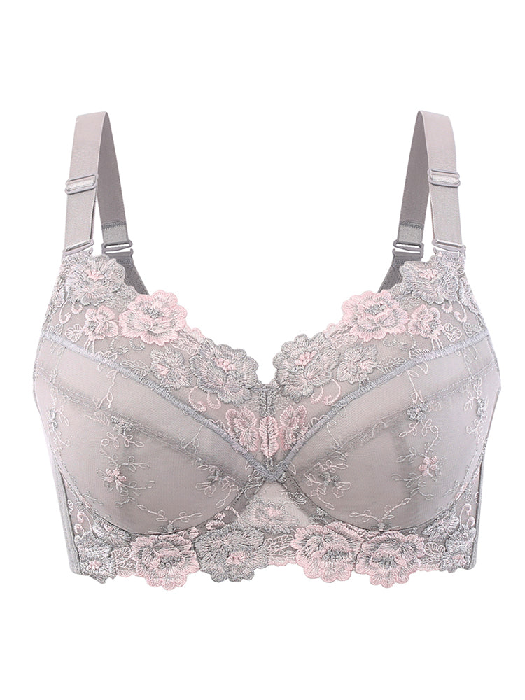 Embroidery Lace Full Cup Side Support Bras