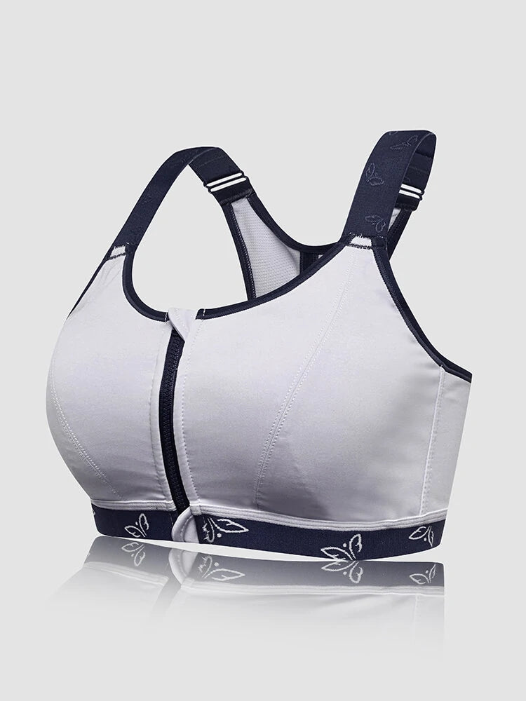 Women's Front Zipper Wireless Criss Cross Back Bras