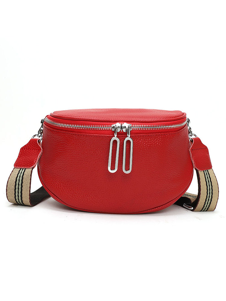 Women's Leather Saddle Bag Anti-theft Sling Crossbody Bag