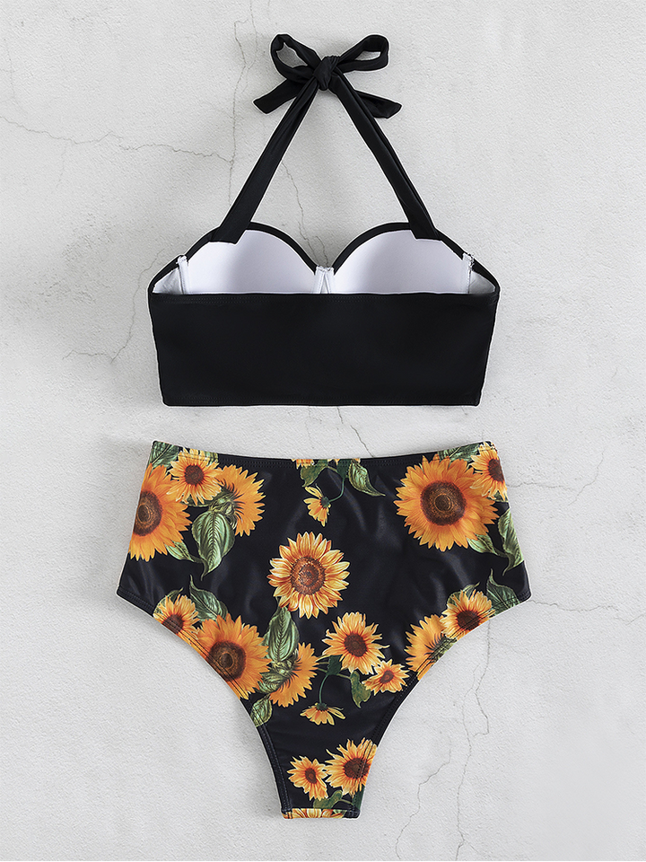 Women Marble Print Ruched Underwire Backless Quick Dry Bikinis