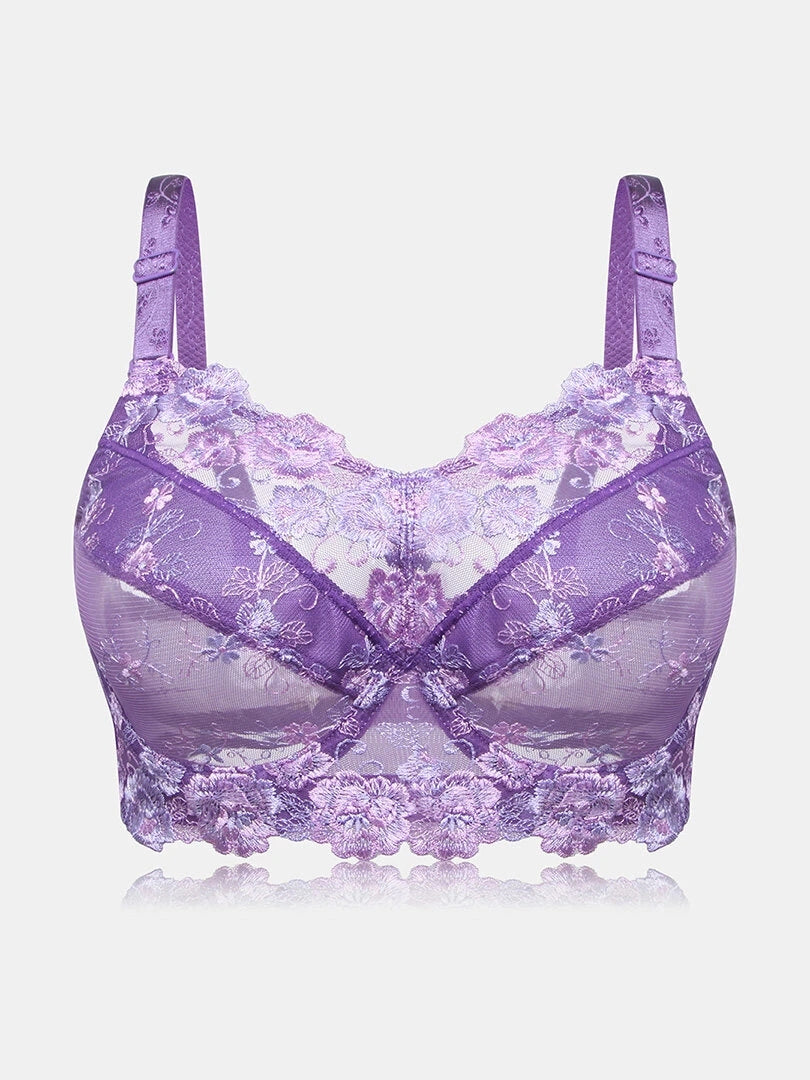 Embroidery Floral Sexy See Through Sheer Push Up Bras