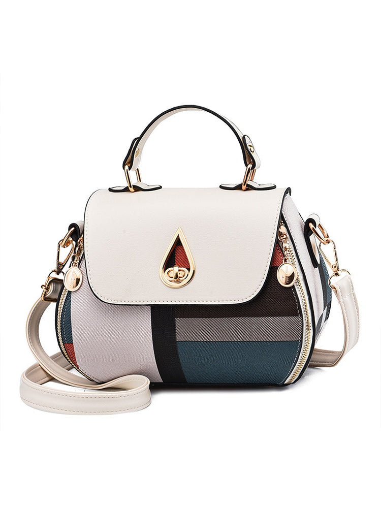 Geometric Patterns Canvas PU Leather Crossbody Handbag