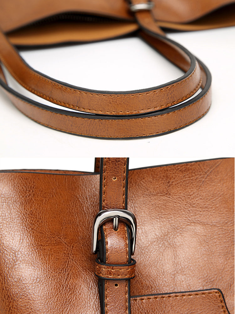 Vintage PU Leather Handbags Shoulder Satchel Bags with Purse Organizer