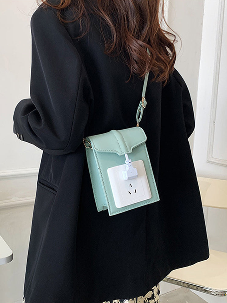 Creative Socket Shaped PU Mini Clutch Purse Crossbody Bag