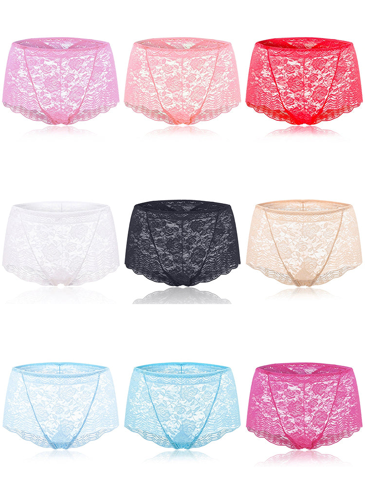 4-Pack Lace Embroidered Breathable Soft Panties