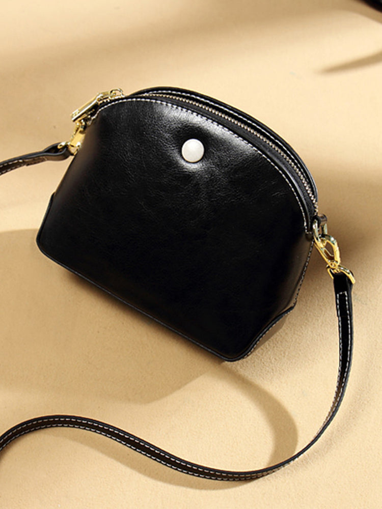 Vintage Leather Crossbody Glossy Purse Satchel Bags