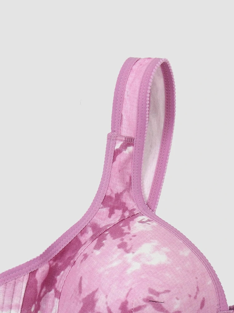 Women's Front Clasp Tie Dyed Lightly Lined Wire-free Bra