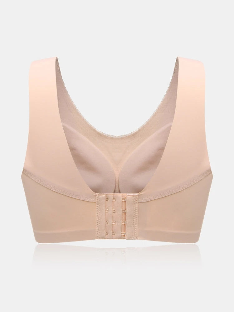 Solid Lightly Wide Strap Shoulder Breathable Wireless Bra