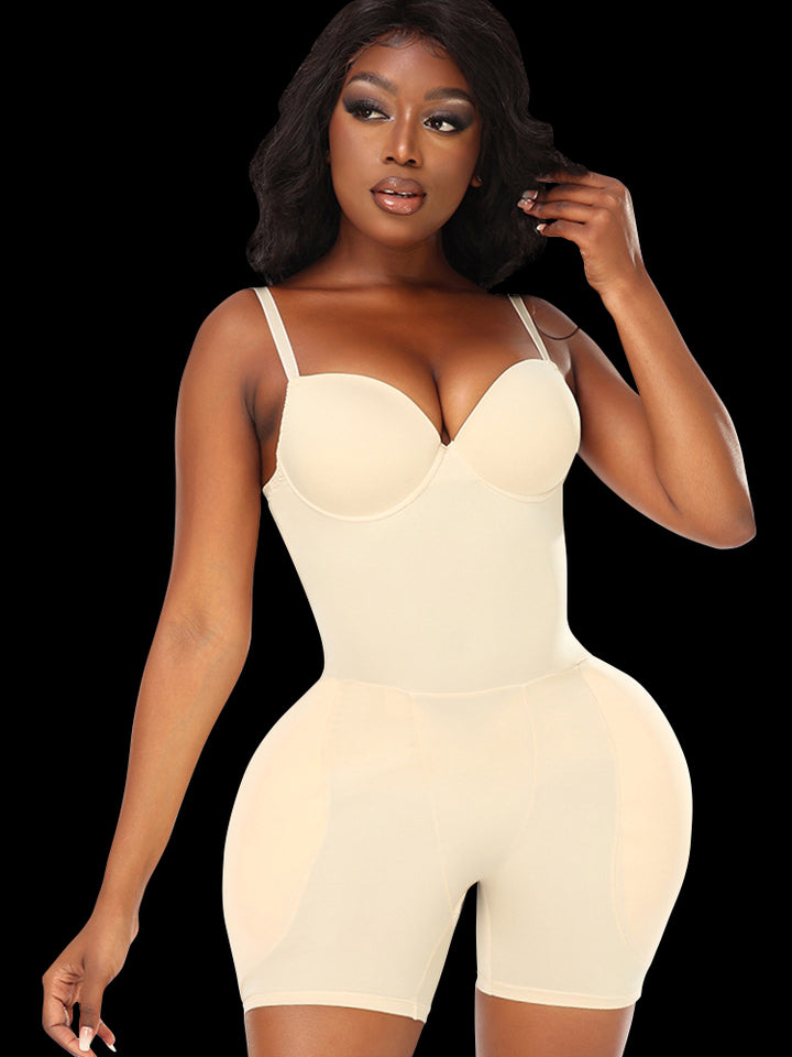 Hip Enhancing Suspenders Tummy Control Shaper Bodysuit