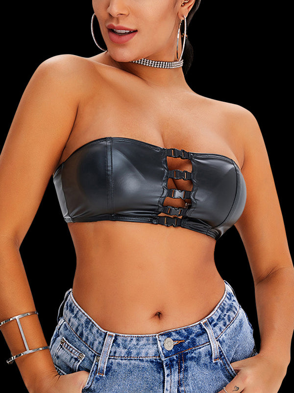 Front Closure PU Bandeau Shaping Bra