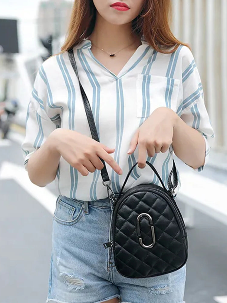 Small Crossbody Bags Diamond Pattern Shoulder Bag with Earphone Hole