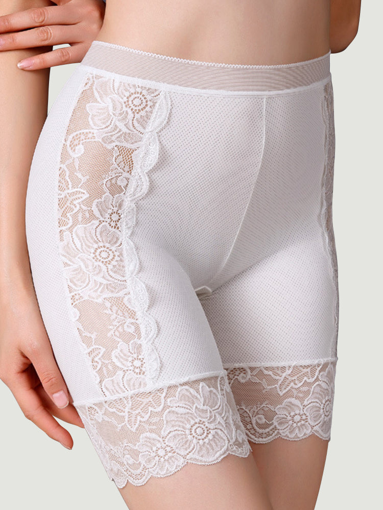 Lace Patchwork Legging Safety Hollow Out See Through Breathable Panties