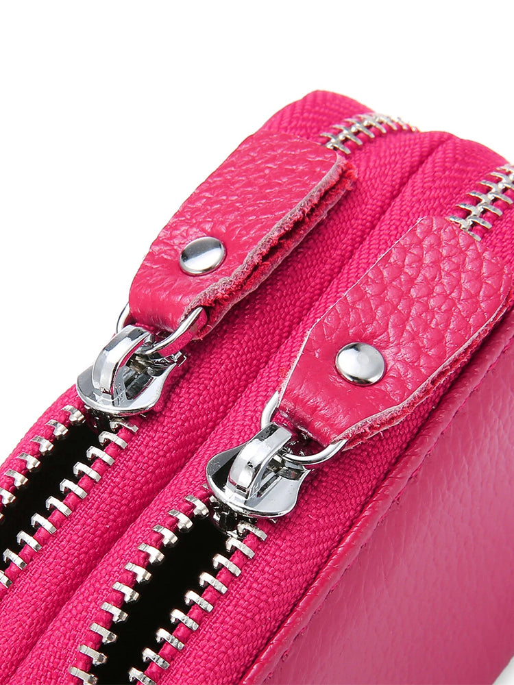 RFID Antimagnetic Genuine Leather 11 Card Slots Card Holder Purse