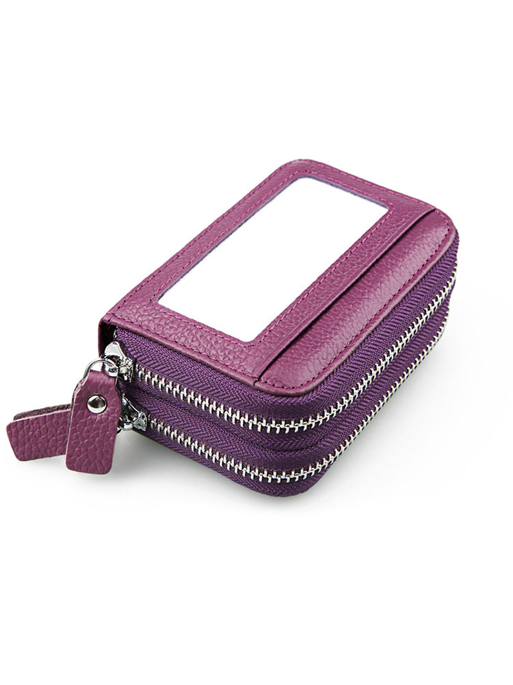 RFID Antimagnetic Genuine Leather 11 Card Slots Card Holder Purse