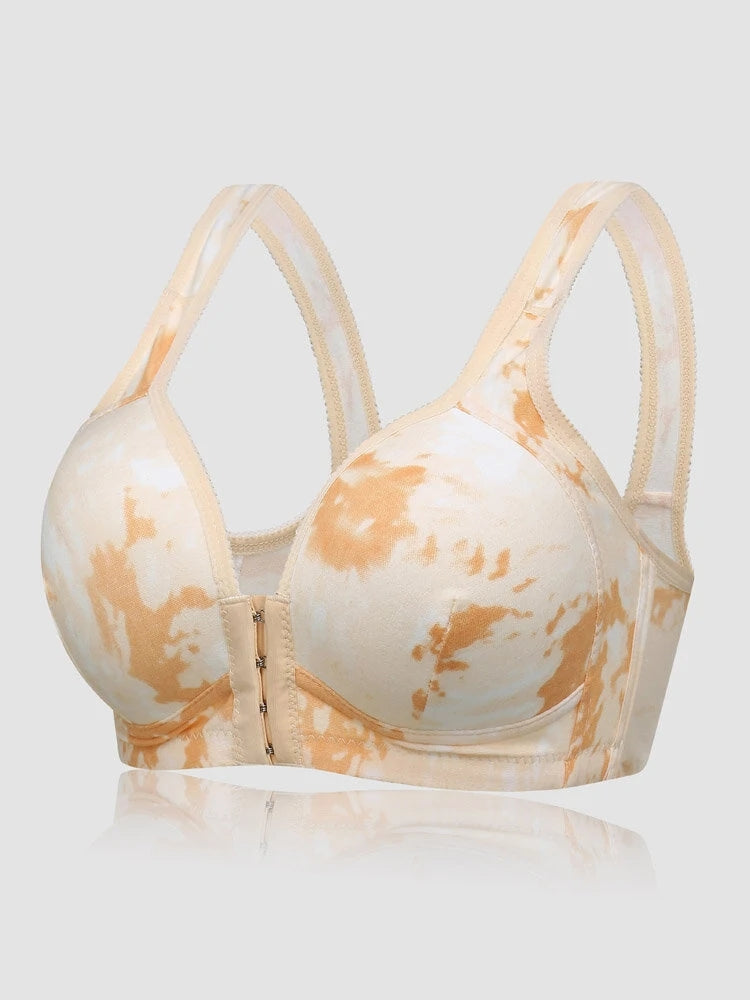 Women's Front Clasp Tie Dyed Lightly Lined Wire-free Bra