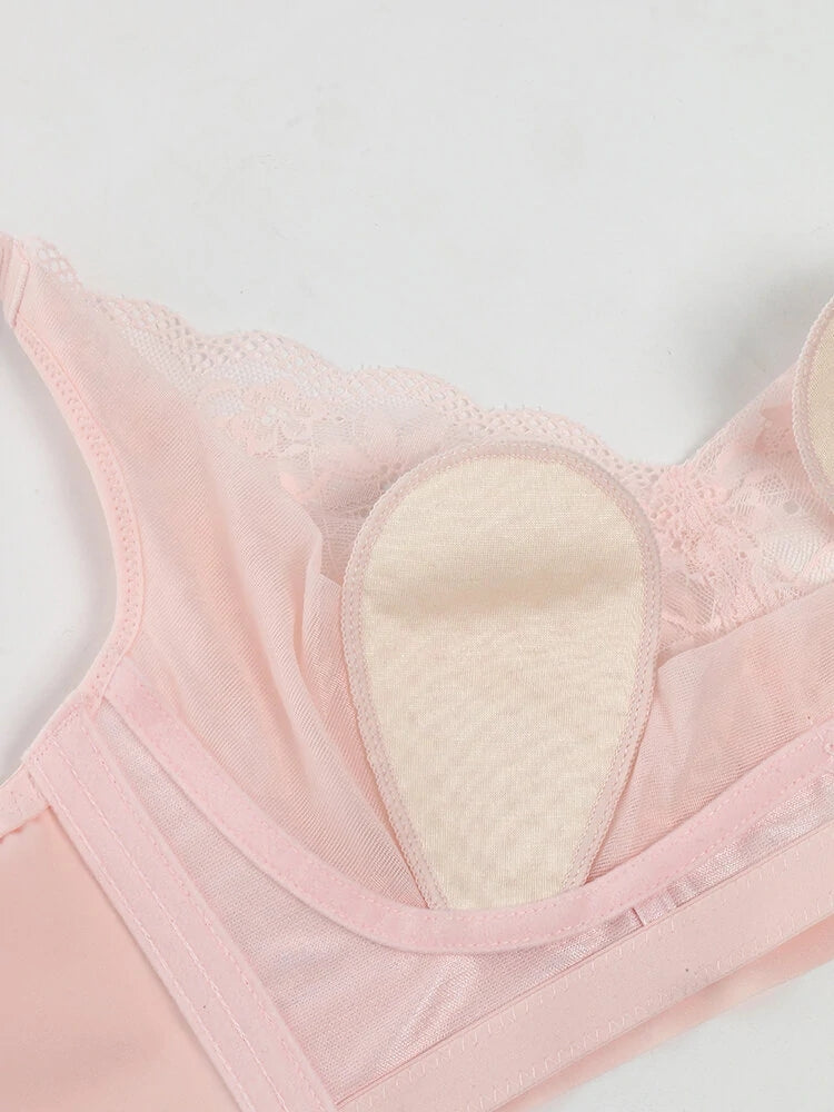 Lace Floral See Through Wireless Rabbits Ear Shaped Lined Bras