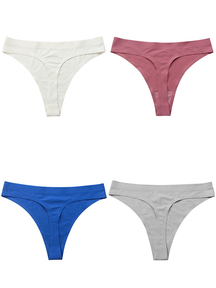 4-Pack Women Seamless Breatheble Ice Silk Thong