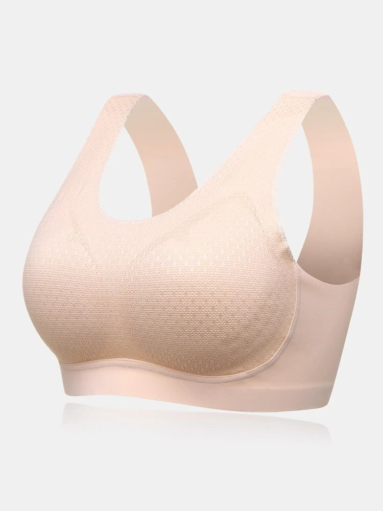 Solid Lightly Wide Strap Shoulder Breathable Wireless Bra