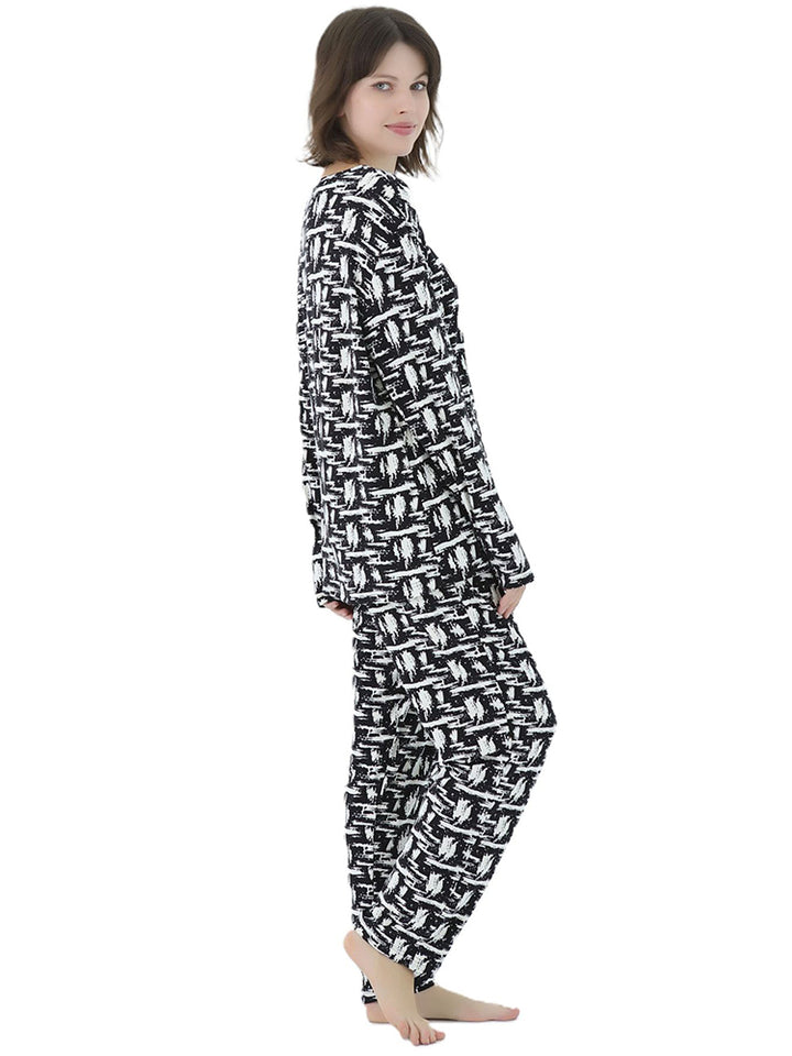 Women Plus Size Long Sleeve Printing Soft Pajamas Set