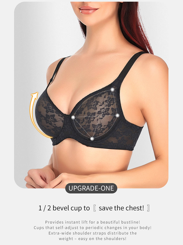 Lace Full Bust Non-padded Push Up Underwire Bra