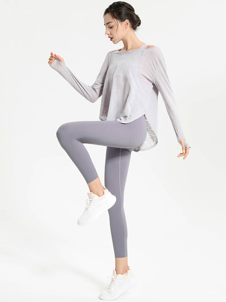 Long Sleeve Lightweight Yoga Compression Workout Tops Athletic Wear Shirts
