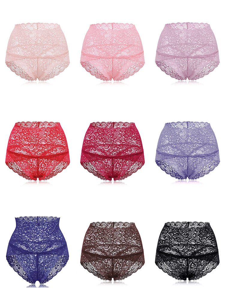 4-Pack High Waisted Lace Cotton Butt Lifter Sexy Panties