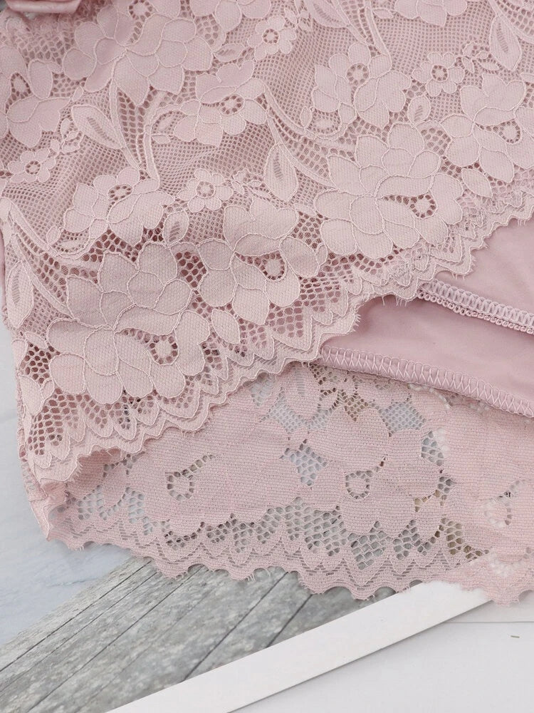 2-Pack High Waist Soft Cotton Lace Panties