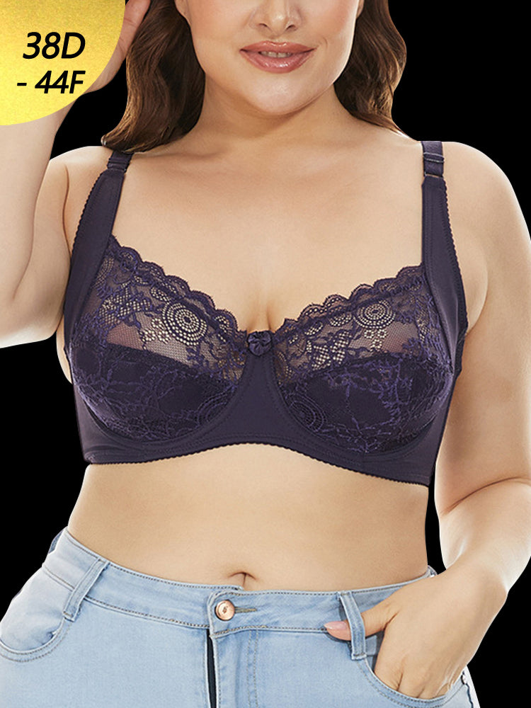 Breathable Lace Plus Size Underwire Full Cup Bra