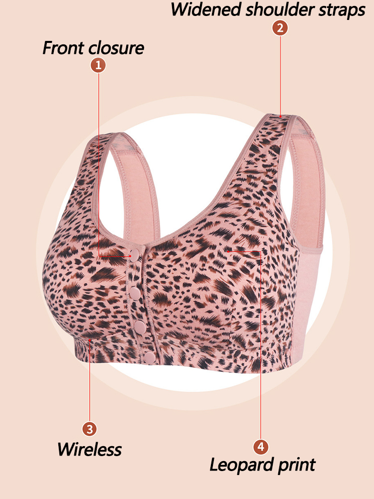 Leopard Print Front Closure Tank Bra